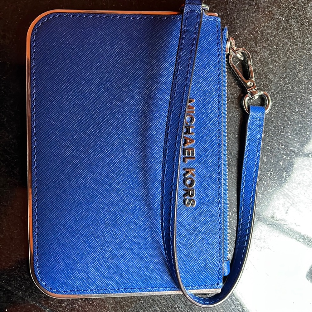 Blue Michael Kors Wristlet
